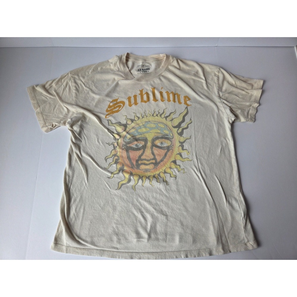 American Eagle Shirt Mens Medium Beige Sublime Band Tee Classic Concert Rock
